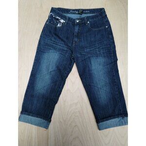 Premium Capri Stretch Waist Cuffed Jeans Jeanbay Womens Size 8